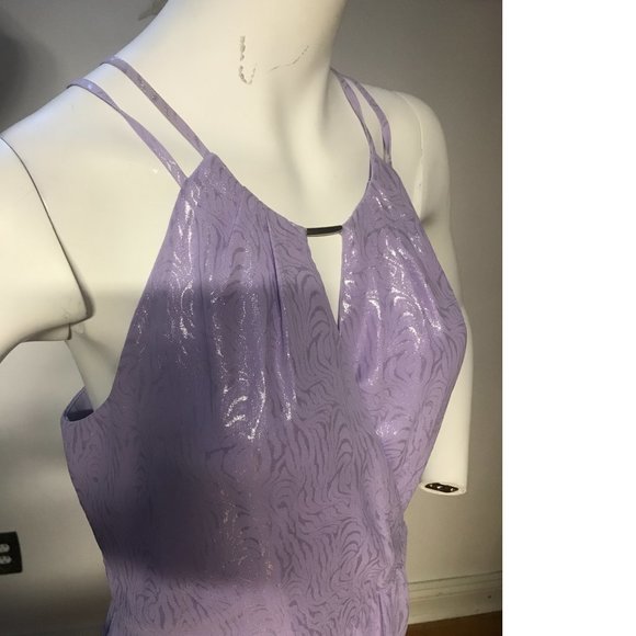 Le Chateau Lilac Lavender Purple Shiny Faux Wrap Prom Wedding summer dress NTW - Picture 3 of 6
